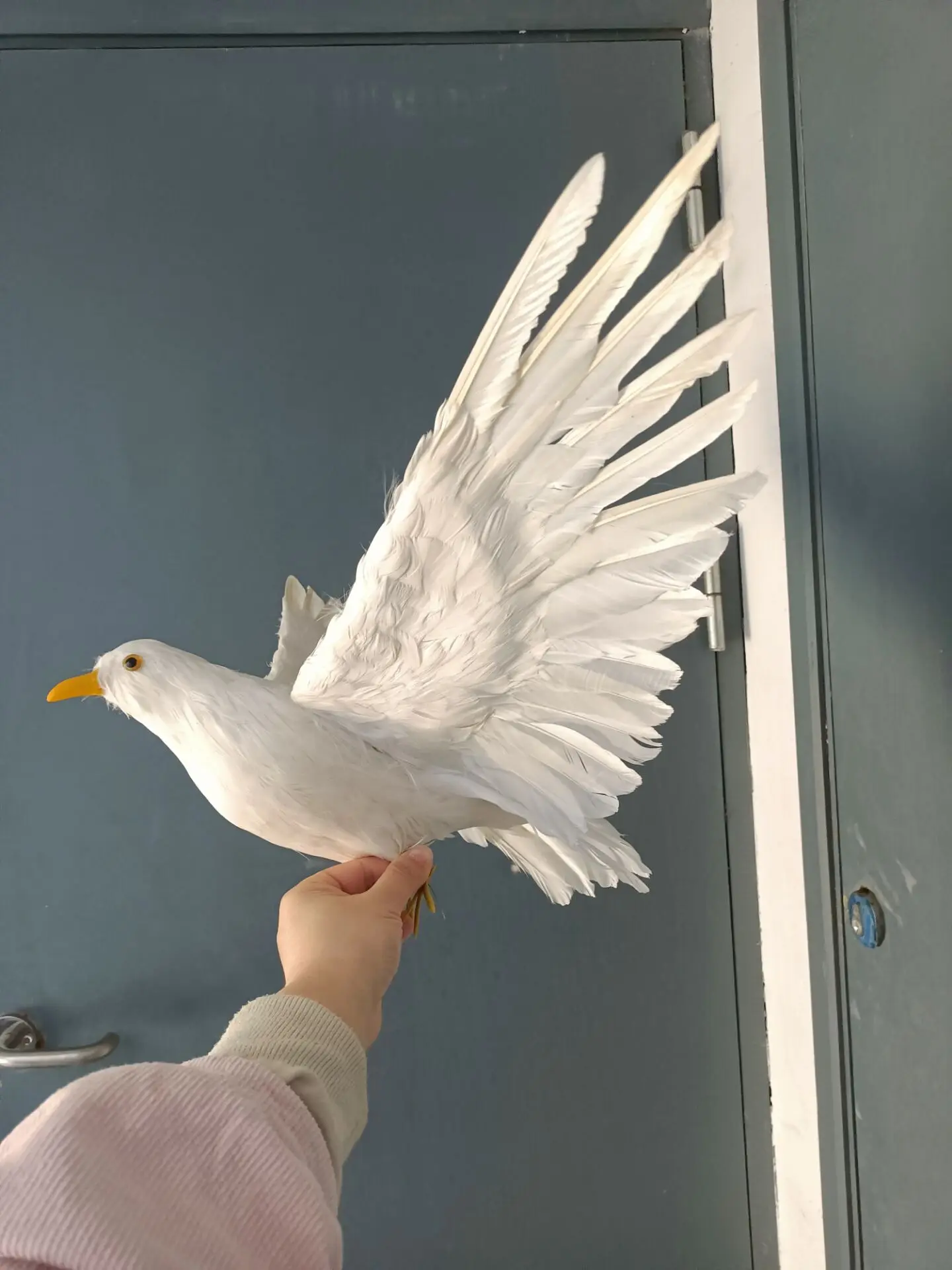 big simulation foam&feathers white wings dove model toy garden decoration gift About 42x70cm e2660