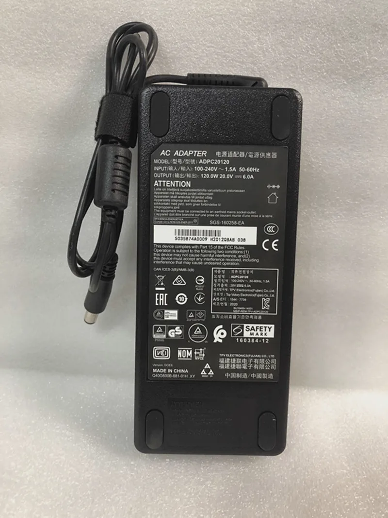 Adaptador de Corriente Original ADPC20120 20V 6A 120W para Monitor Curvo AOC AG322QC4, Cargador para Monitores BENQ EX3203R EX3501R EX3501-T