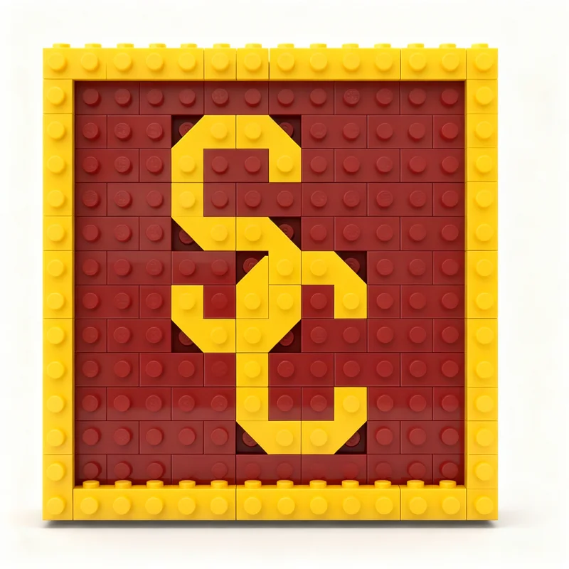 123 peças MOC Gear Houseware University Southern California Coaster, Blocos de Montar de Arquitetura, Presentes de Natal, Ideia de Brinquedo