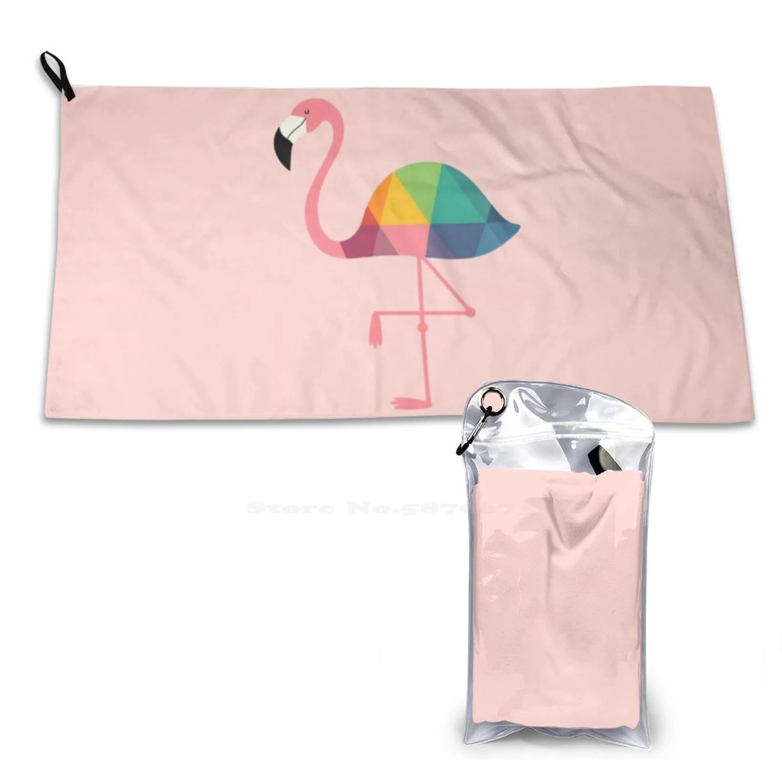 Rainbow Flamingo Sport Towels Outdoor Hiking Cycling Swimming Flamingo Summer Rainbow Unique Amazing Beautiful Lovely Cute