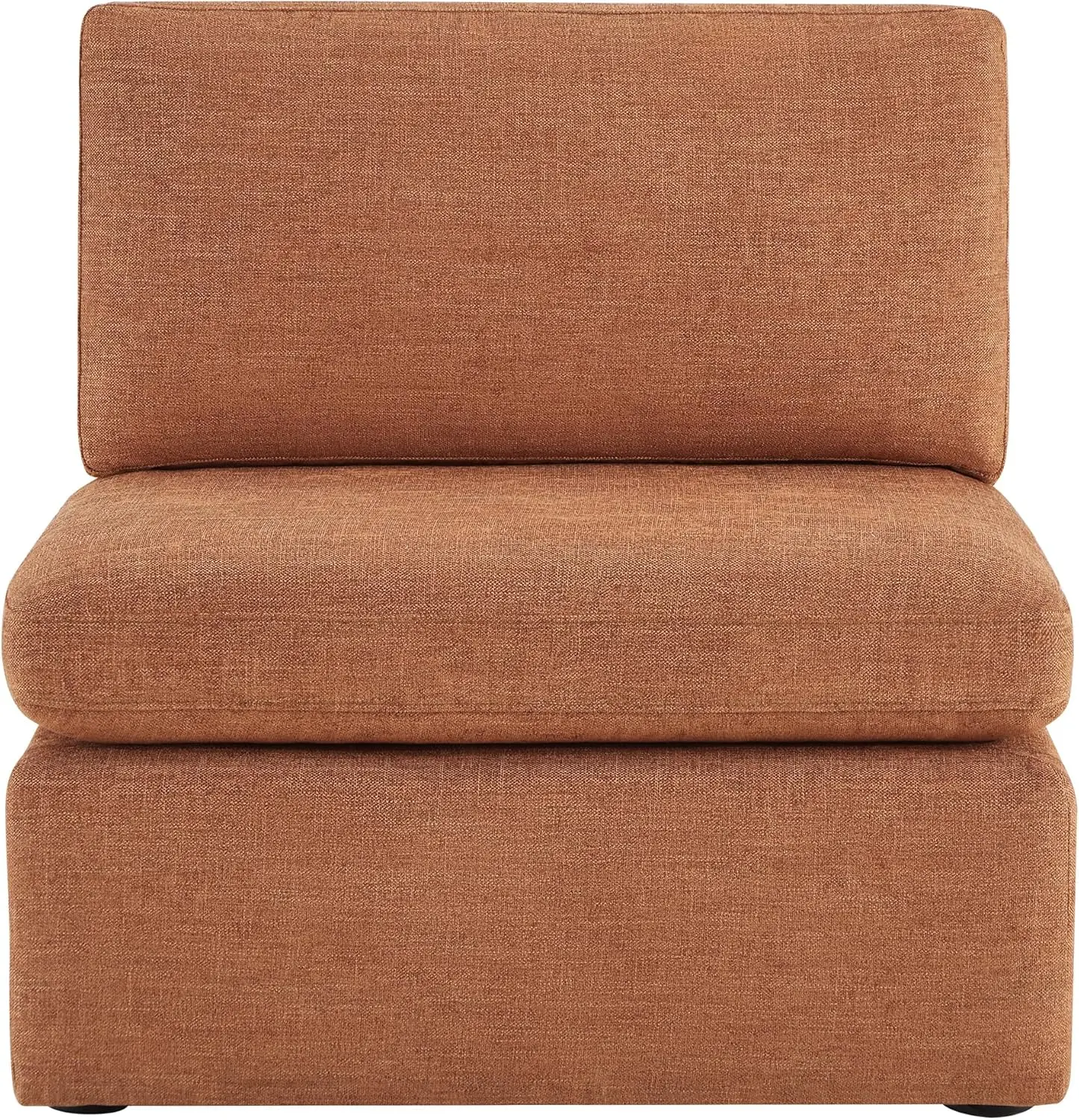 Módulo medio tapizado moderno para sofá seccional modular, silla sin brazos con acento, terracota