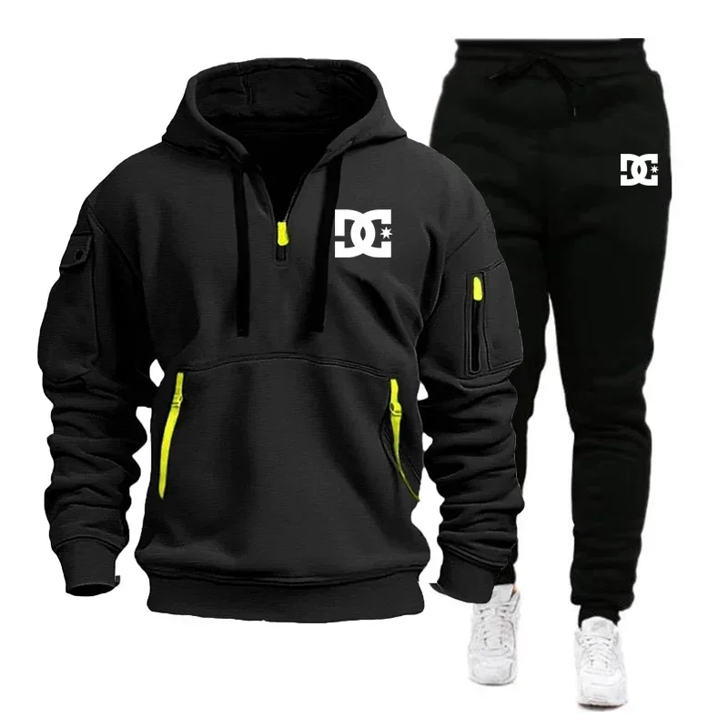 

2026 New Men's Autumn Winter Multi-pocket Zipper Long-sleeve Sweatshirt & Casual Pants Two-piece Jogging Sportswear Set