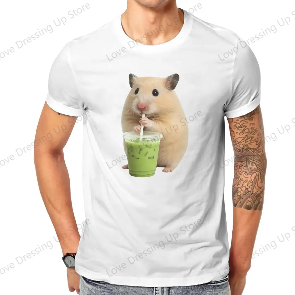 100% Cotton T-shirt Lucky Hamster t shirt men Tired Hamster Drinking Cola meme Summer Coolness Casual Short Sleeves S-6XL