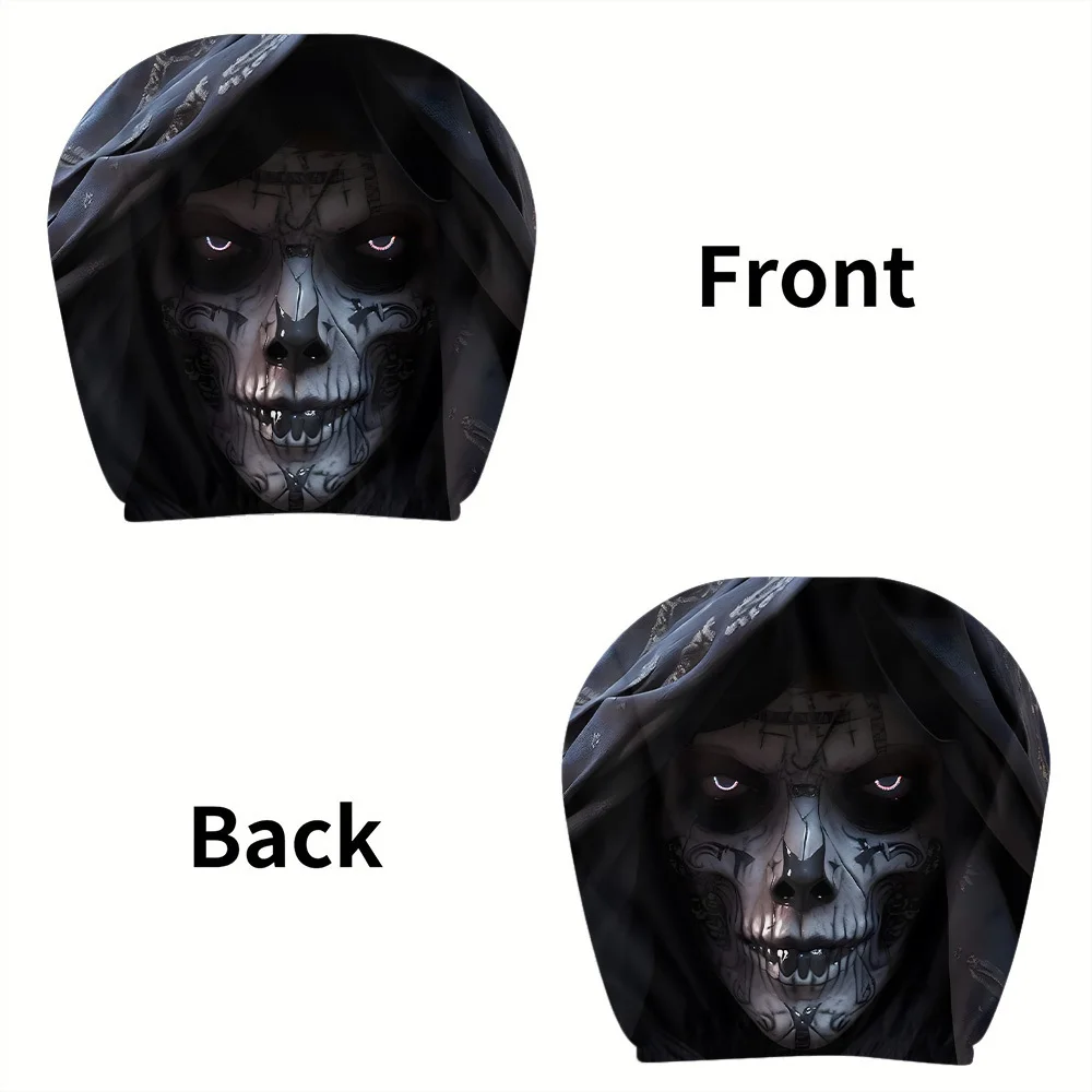Skull Grim Reaper Car Headrest Covers, Easy To Remove, Perfect for Daily Driving & Holiday Travel Headrest Covers