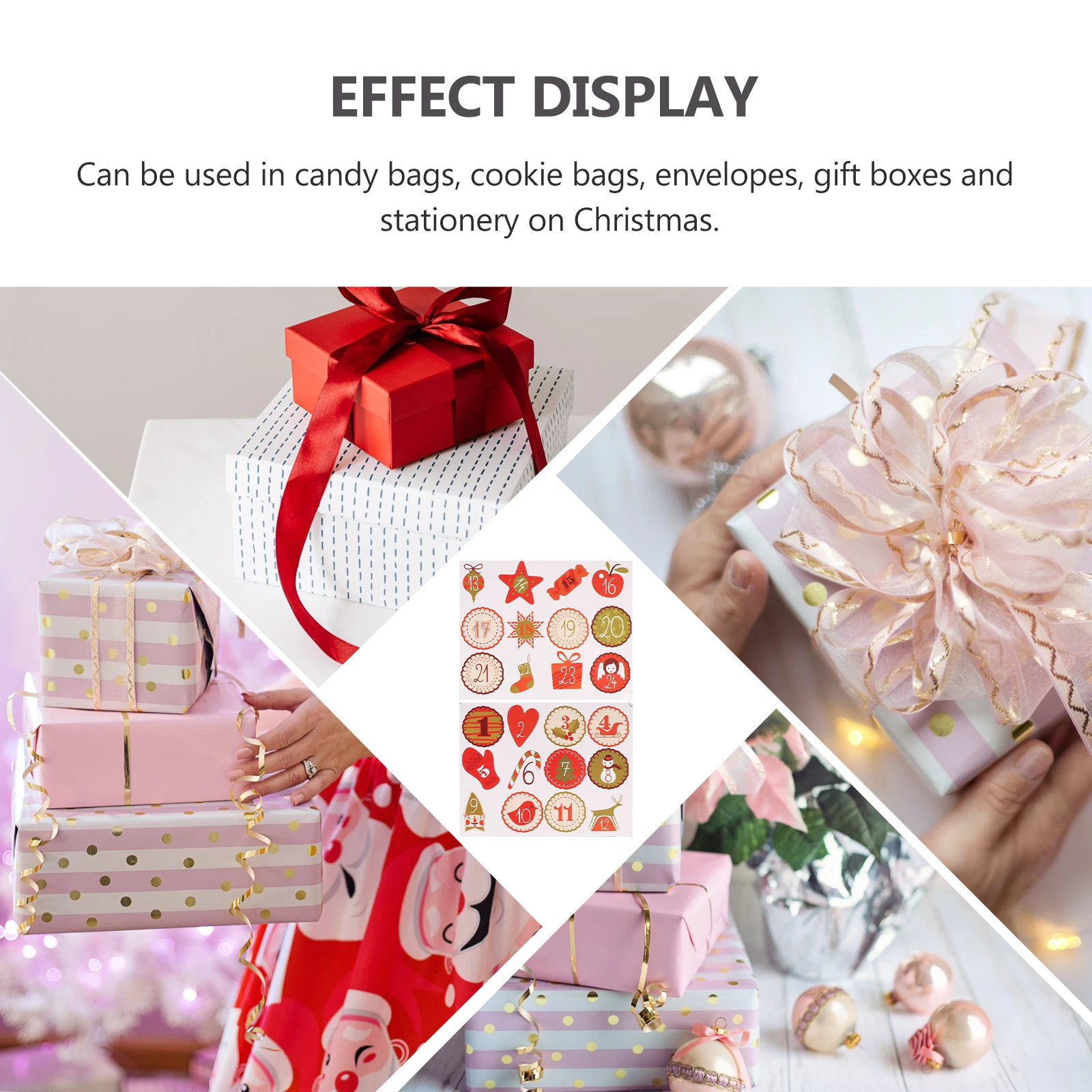 

20 Sheets Christmas Sealing Stickers for Decor Use Candy Bag Tag Number Gift Case