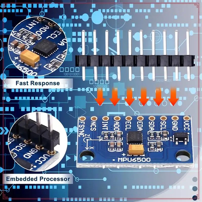 10 قطعة MPU6500 جيروسكوب تسارع وحدة الاستشعار 6-محور GY-6500 وحدة الاستشعار IIC بروتوكول الاتصالات