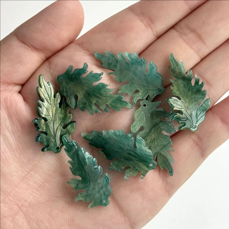 10 Pieces New Creative Xmas Leaves Acetic Acid Beads Charm Connectors For Earrings Hair DIY Jewelry Making Crafts Accessories