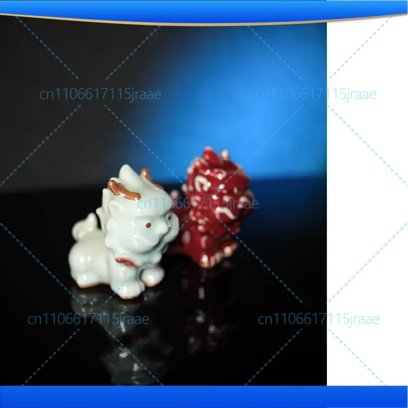Fulu beast! Azure Jun red smudge, Jun porcelain ornament