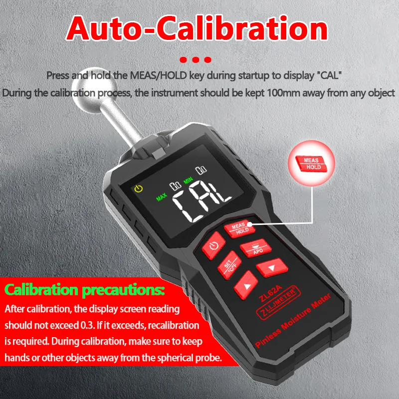 Inductive Wood Moisture Meter Hygrometer Non-contact Timber Metals Damp Wall Detector Non-destructive 3AAA Battery Auto