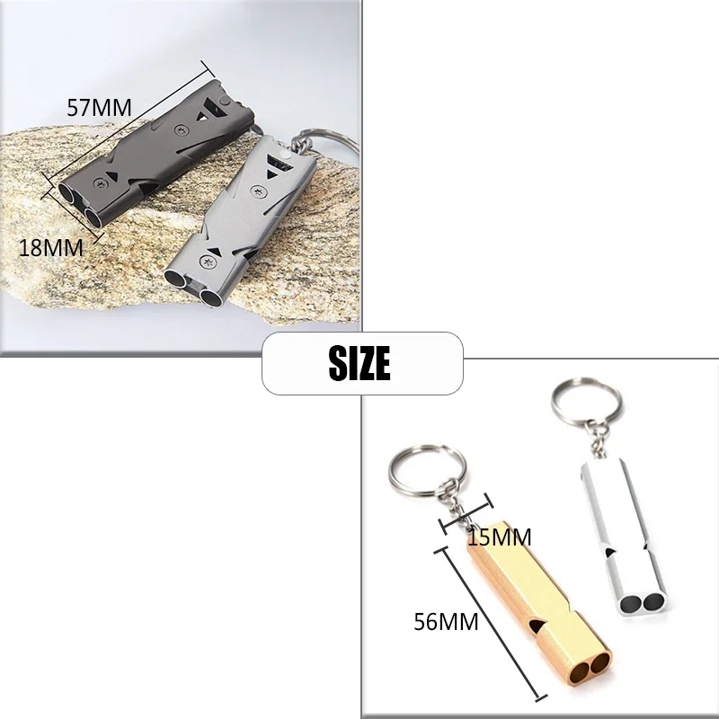 Outdoor Emergency Survival Whistle High Decibel Stainless Steel Whistle with Carabiner Camping Hiking Defense Siren Referee