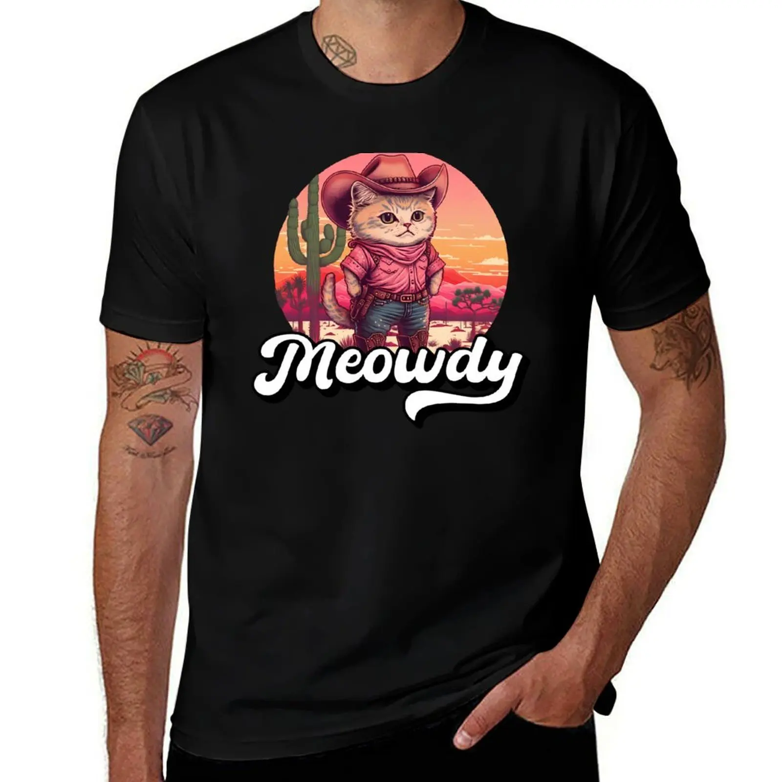 

for shirts man T-Shirt for shirts man soft Cat shirts Meowdy funny t man cotton t slim fit t Cowboy