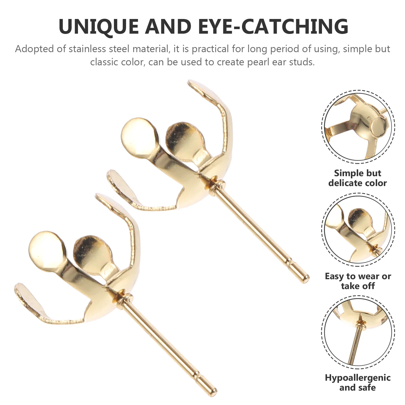 

20Pcs Stainless Steel Pearl Ear Stud Claw Post Easy Bend Jewelry Making Accessories DIY Supplies Studs Blanks for Jewelry Making