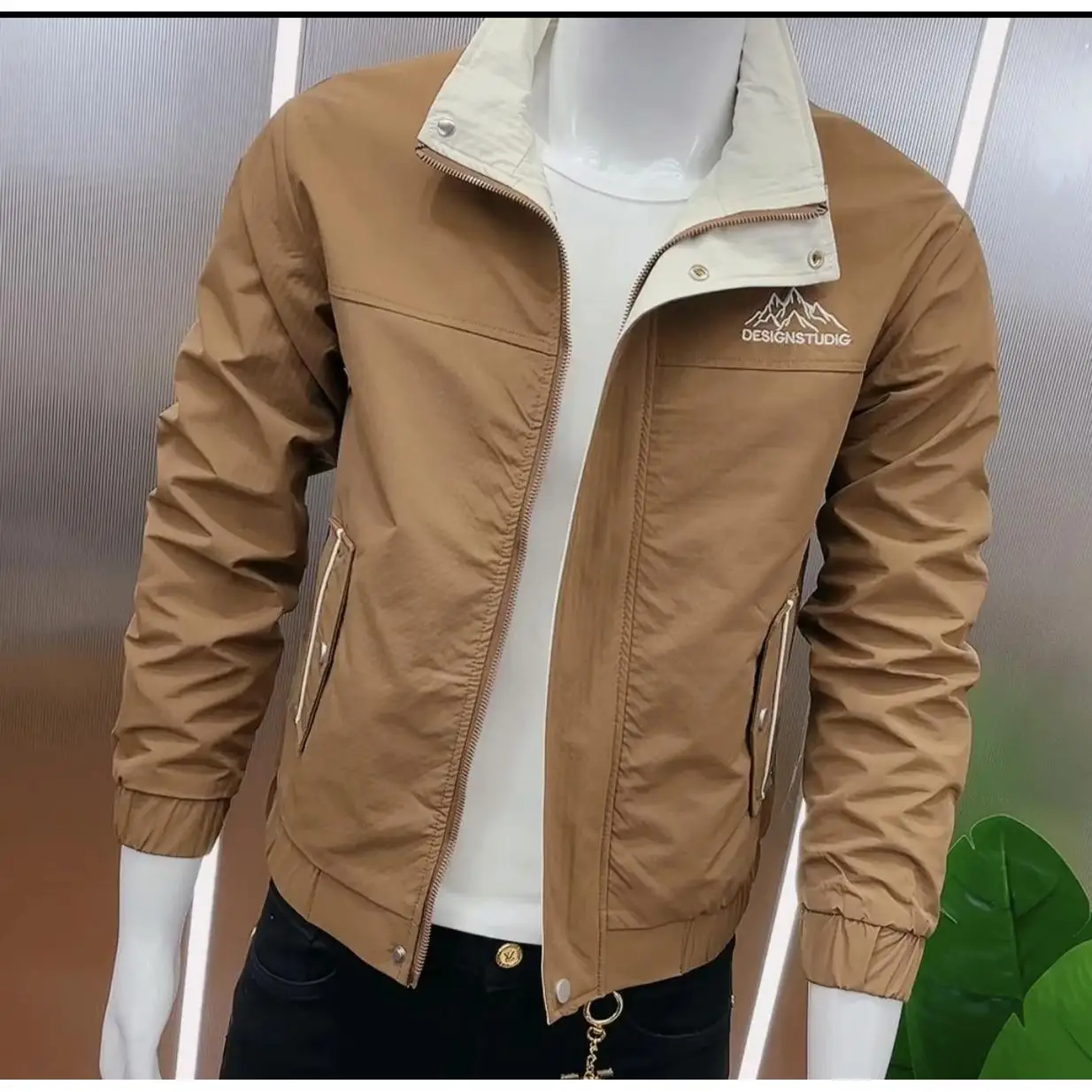 

2024 Spring Autumn Men's Zipper Slim Fit Collar Jaet Trendy Korean Sle Early Spring Versatile Outerwear Youth ular