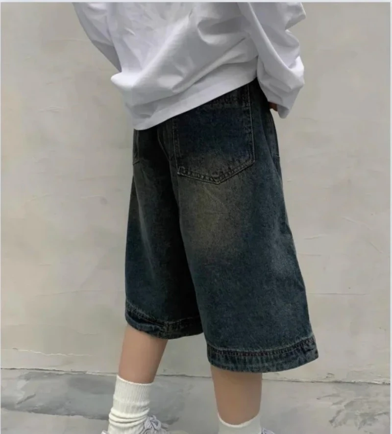 Shorts Jeans Vintage Feminino 2026: Novas Calças Casuais de Moda Streetwear Y2K com Perna Larga