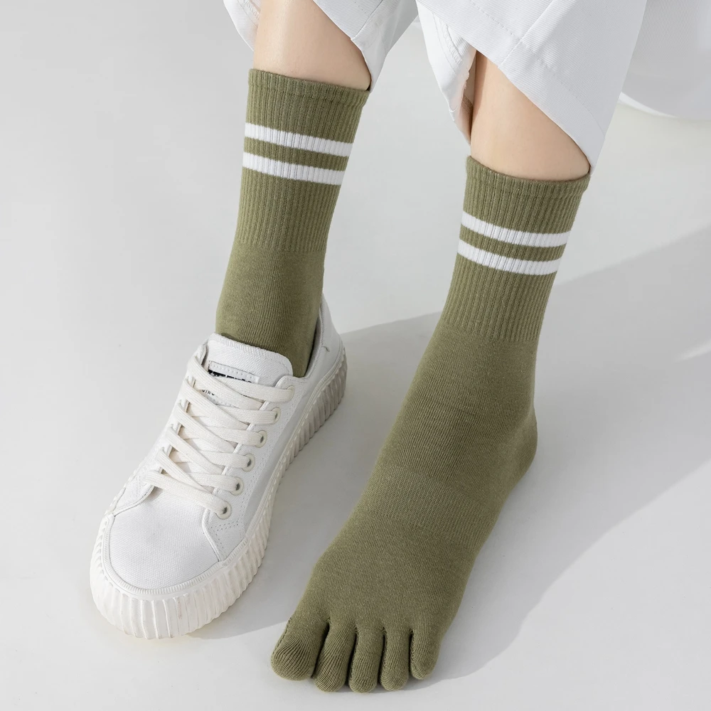 5 Pairs Toe Socks Women Five Finger Socks Sports Socks with Separate Fingers Cotton Yoga Pilates Socks Mid Tube Crew