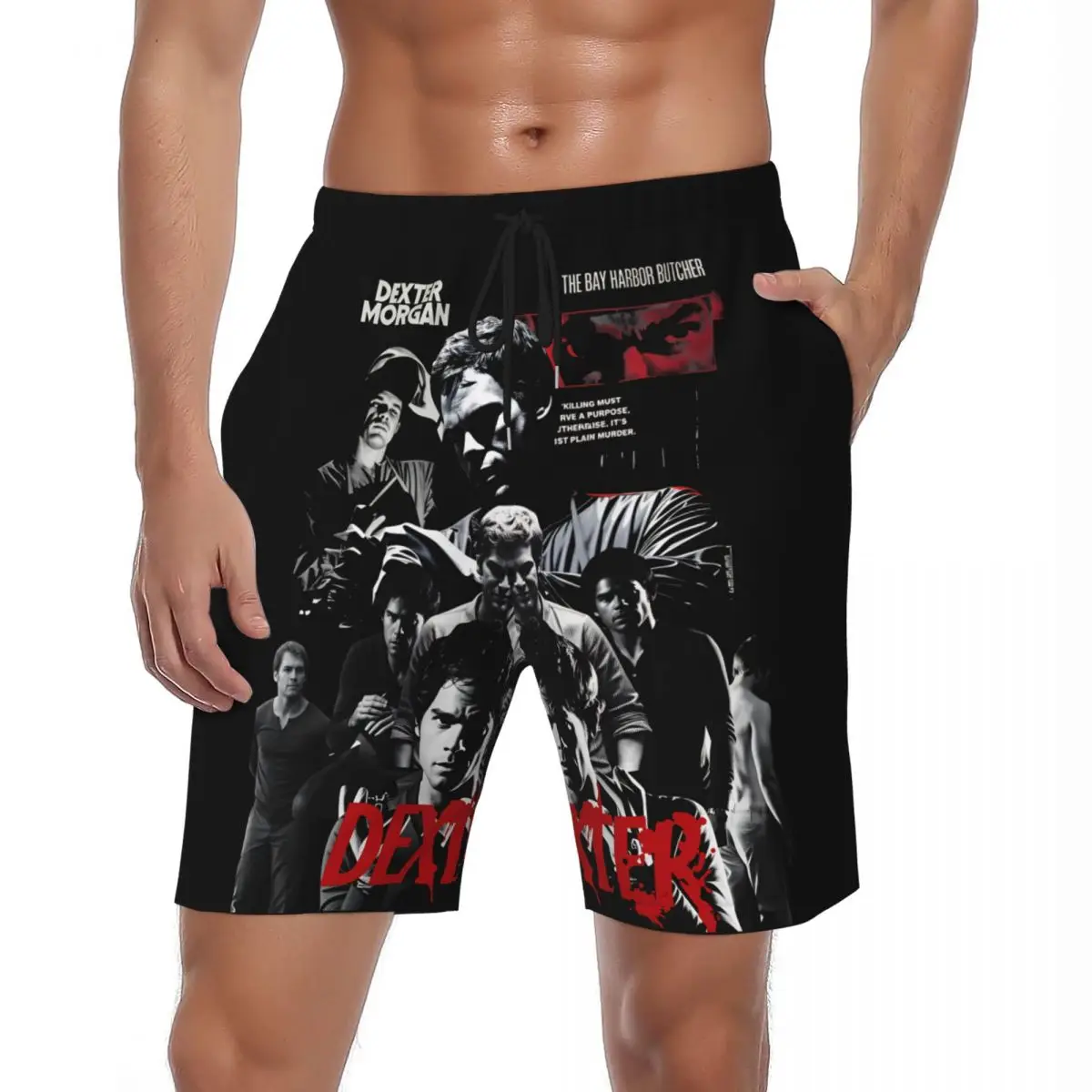 

Dexter Morgan Blood Never Lies TV Show Poster Board Shorts Summer Sports Fitness Beach Shorts Men Fast Dry Oversize Beach Trunks