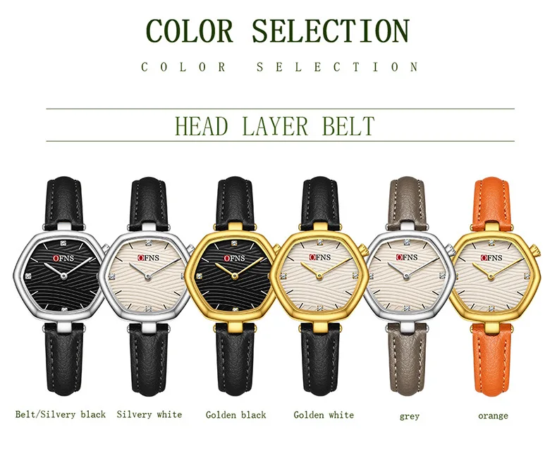 2026 New Ofns Top Brand Fashion Women's Quartz Watch 7mm Ultra Thin 3atm Waterproof Wave Pattern Diamond Ornament Dial Versatile