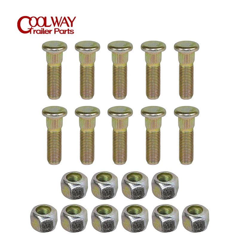 10PCS 1/2-20 UNF Wheel Studs And Nuts Set for Trailer Suspension Hubs RV Camper Caravan - Essential Accessory for Vehicle Mainte