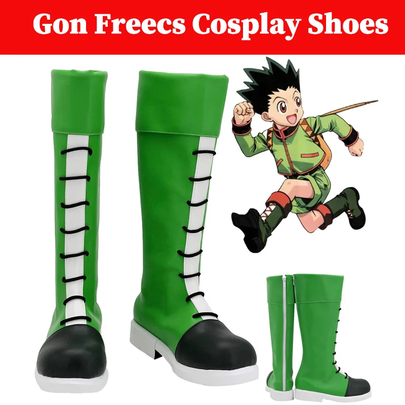 

Gon Freecs Cosplay Green Shoes Boots Unisex Disguise Costume Accessories Adult Men Male Roleplay Fantasia Footwear Suits Props