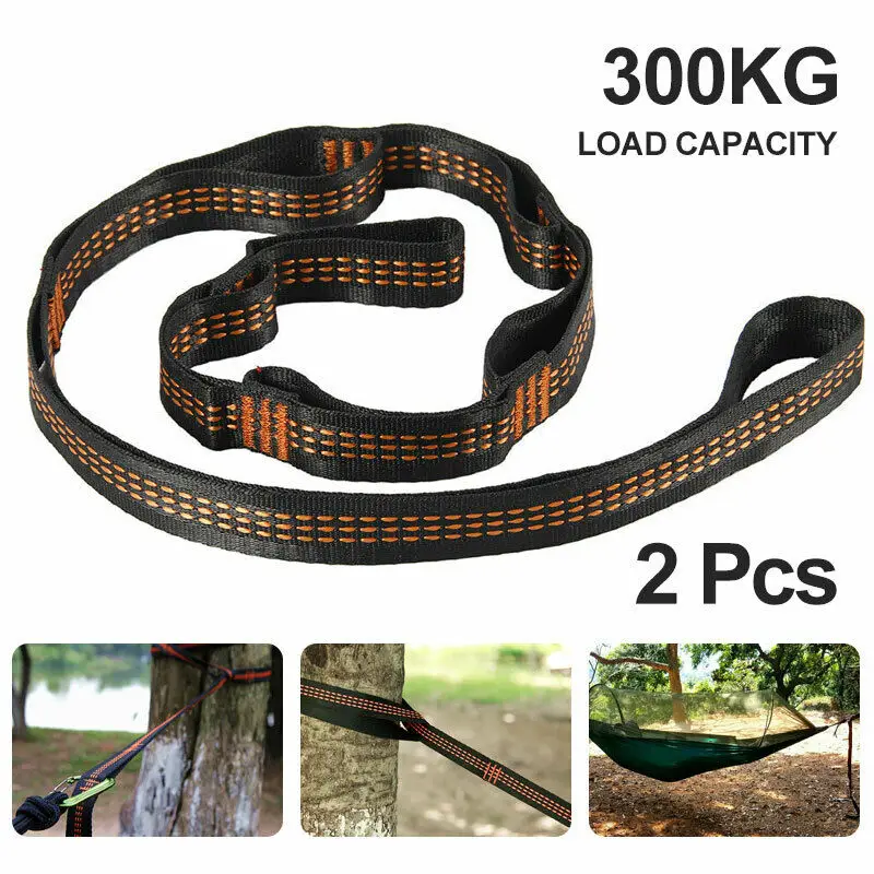 

2Pcs Hammock Straps Special Reinforced Polyester Straps 5 Ring High Load-Bearing Barbed Black Outdoor Camping Hammock Strap Tool