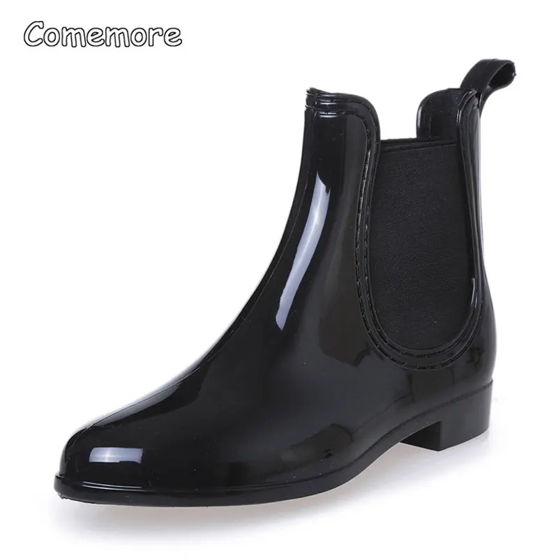 Comemore Rubber Rain Boots Women Waterproof Galoshes Shoe 2023 Ladies Fashion Apring Shoes Anti-Skid Ankle Boot Botas Femininas