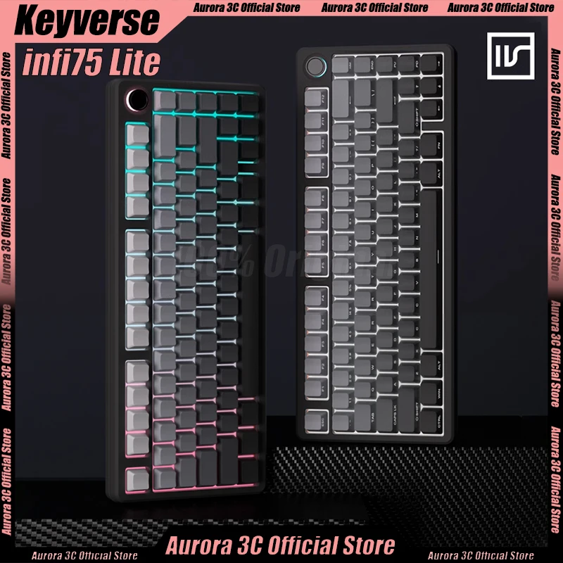 

Keyverse infi75 Lite Mechanical Keyboard Three Mode Multifunctional Knob Gaming Keyboard RGB Backlight PC Gamer Accessories Gift