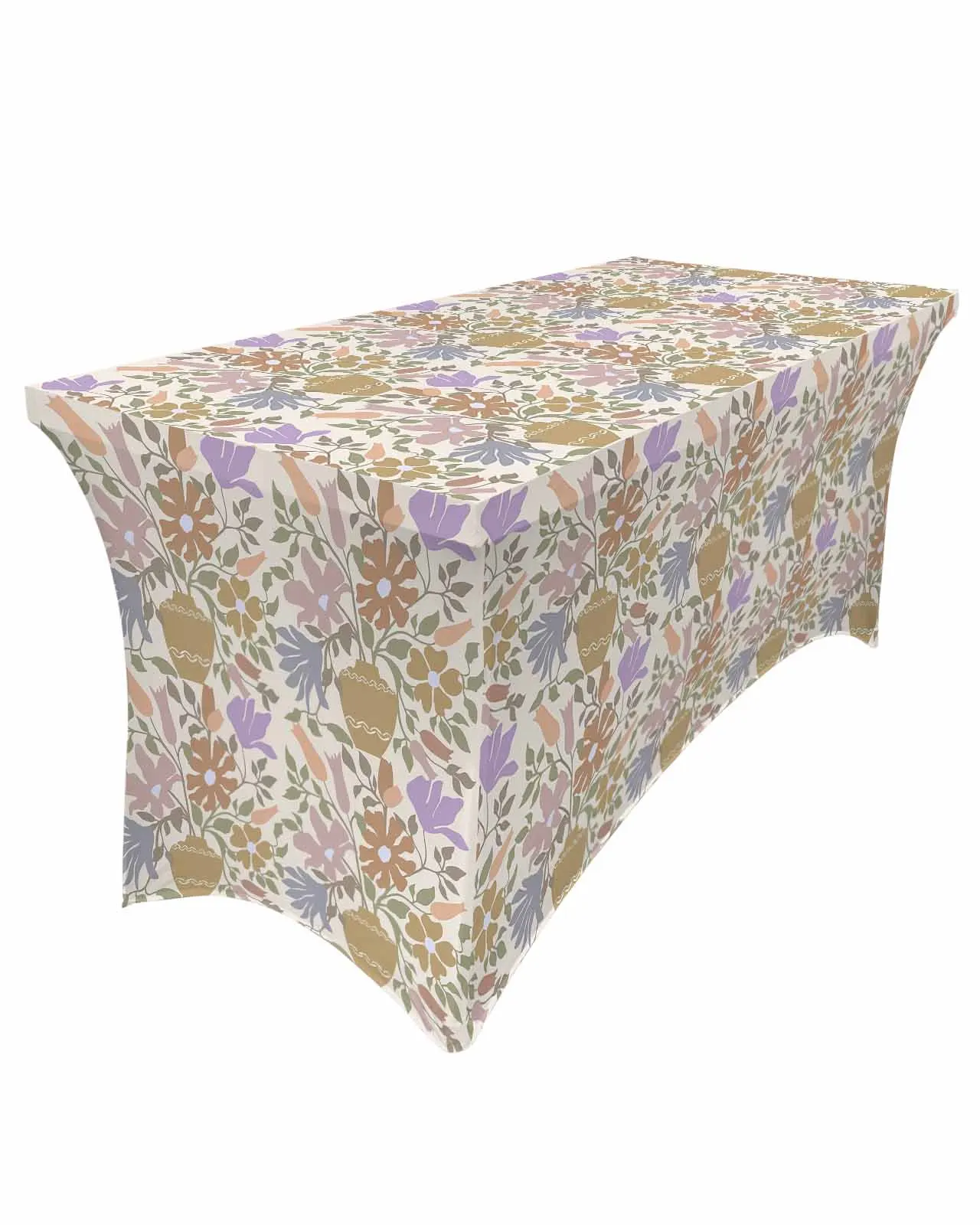 Flowers Foliage Elastic Table Skirt Wedding Hotel Birthday Table Cover Buffet Table Tablecloth Decor