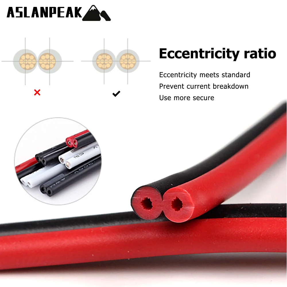 UL2468 26-18AWG 1-50 متر الأبيض 2 دبوس كابل بولي كلوريد الفينيل ضوء تمديد سلك كهربائي تمديد سلك مكبر صوت كابل سلك إلكتروني