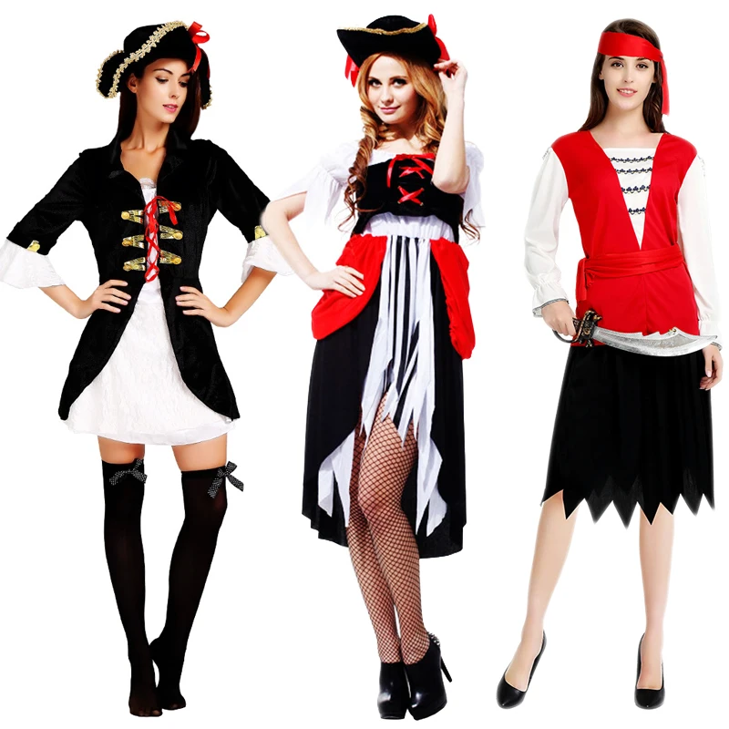 Medieval Pirates of the Caribbean Cosplay Costume Halloween Party Women Pirate Masquerade Performance Outfits