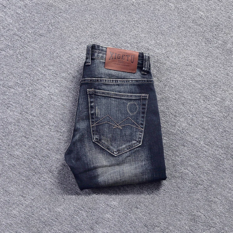 Italian Style Fashion Men Jeans Retro Black Blue Stretch Slim Fit Ripped Jeans Men Vintage Designer Casual Denim Pants Hombre