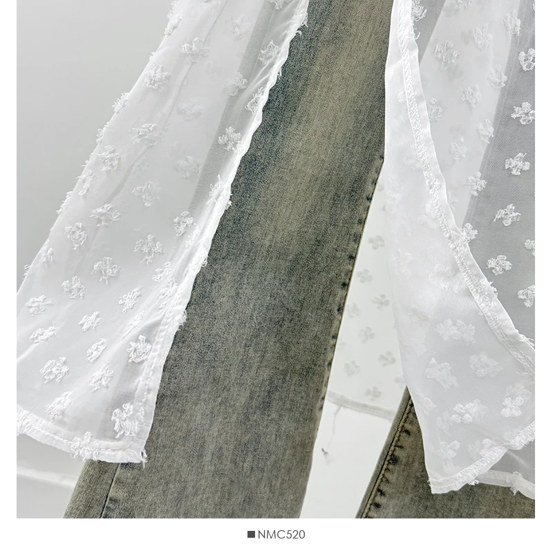 Korean Style Jacquard Suspender Dress Women 2025 Spring Sleeveless Sheer Overlap Split Mid Length Dresses Fashion Robe