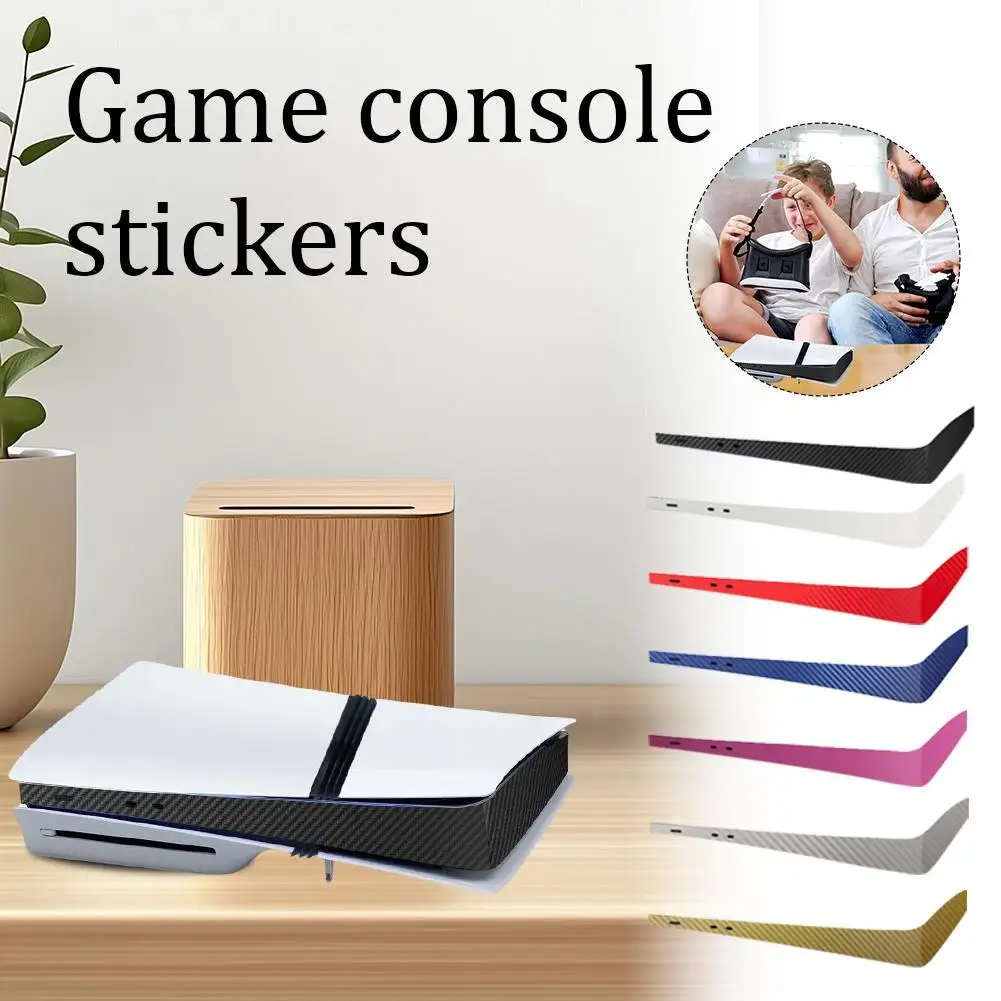 New for ps5 Pro Host Side Strip Stickers Middle Host Stickers With Anti-scratch Carbon Fiber Stripe Stickers Game