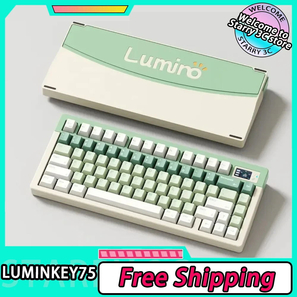 

New Luminkey75 Wireless Mechanical Keyboard Aluminium Alloy Gaming Keyboard Smart Screen 81 Keys Hot Swap Pc Gamer Accessories