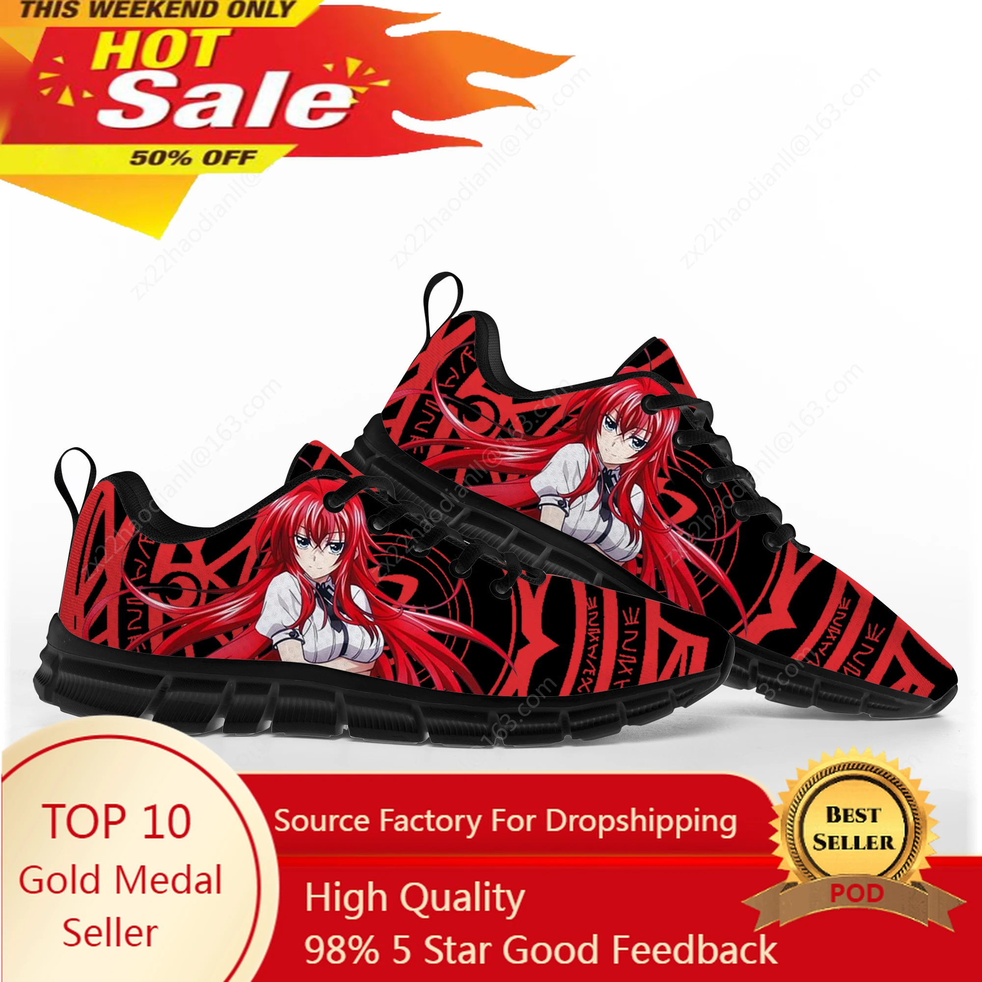 

Anime High School DxD Rias Gremory Sports Shoes Mens Womens Teenager Kids Children Sneakers Custom High Quality Couple Shoe