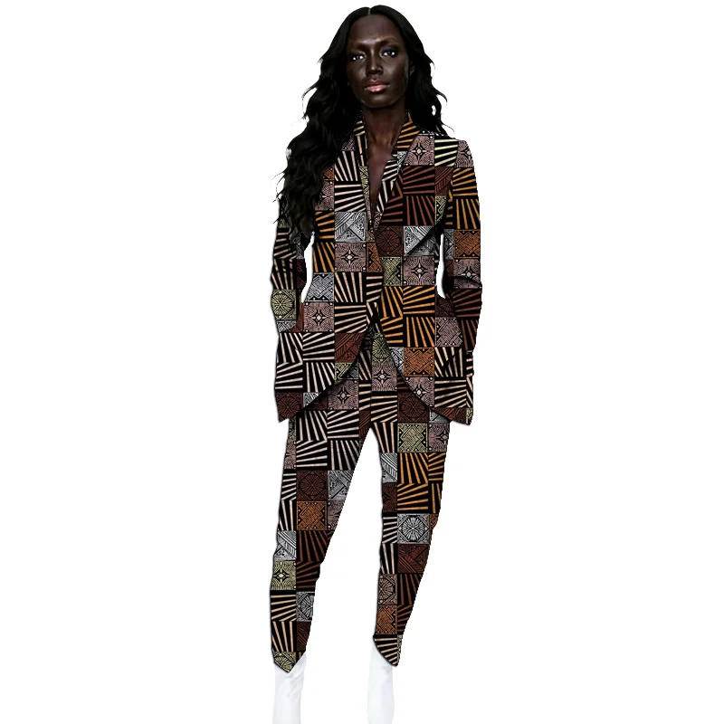 

Original Design Print Women's Suit Blazers With Pants Short Lapel Coat Set Tailored African Couture