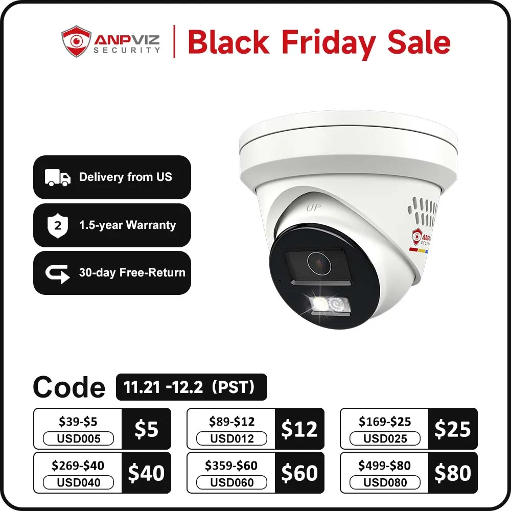 Anpviz 8MP POE IP Turret Camera Outdoor Smart Dual Light Video Surveillance IP67  People/Vehicle Detection Sound and light alarm