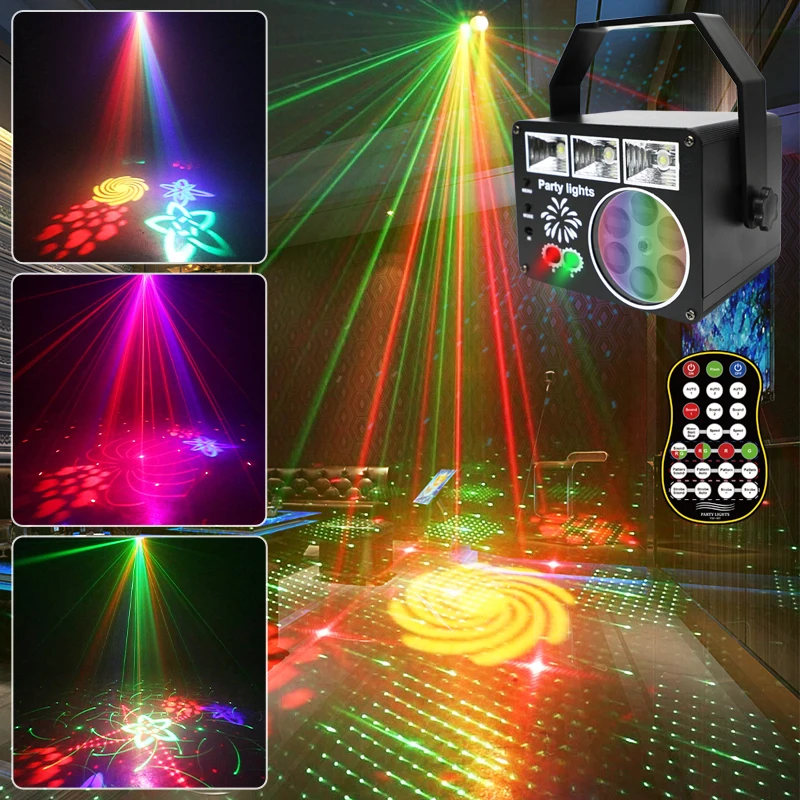 

HCWE mini honeycomb three-in-one remote party DJ KTV nightclub Chirstmas ornament beam strobe disco table lamp