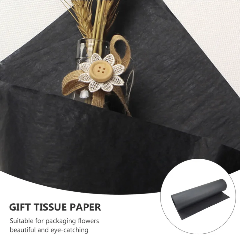 38cm x2m /5m/8m 1Pc Decorative Roll Kraft Paper Roll Craft Flower Packaging Wrapper (Black) Wrapping