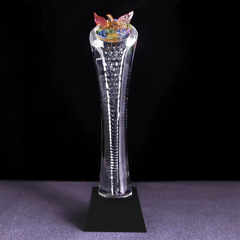 Rainbow Dapeng Bird Crystal Trophy Transparent Glass Art Sculpture Display Model Statue Home Accessories Decoration Crafts
