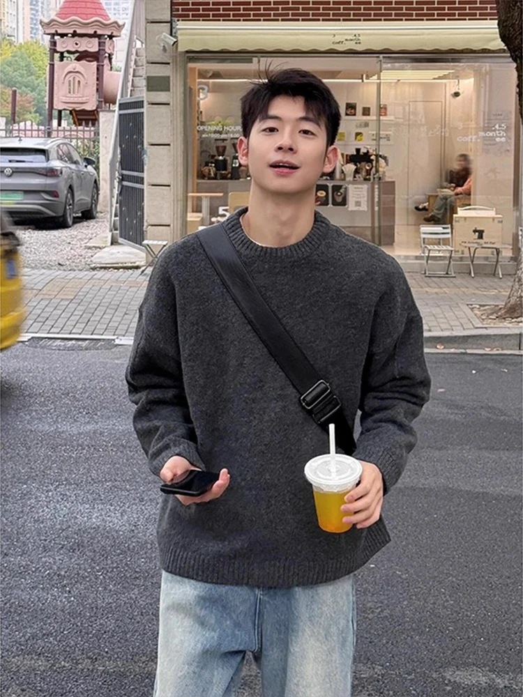 

Мужской трикотаж с глубокими глазами, американская многослойная внутренняя одежда, высококачественный свободный крой, зимний повседневный свитер