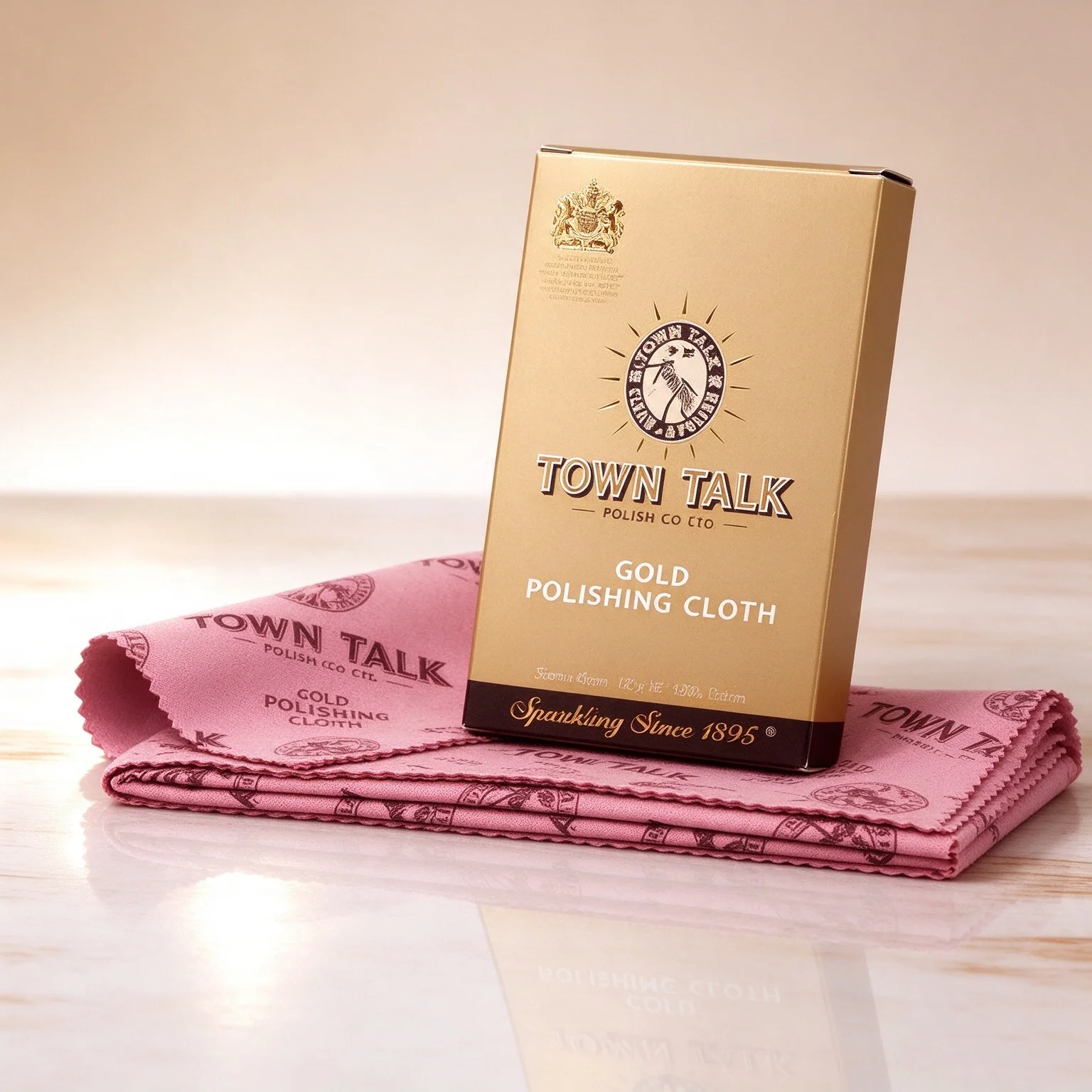 Gold Polishing Cloth Town Talk, 2 Sizes 12.5×17.5cm & 30×45cm, 100% Cotton Reusable Buffing Fabric, Not Washable