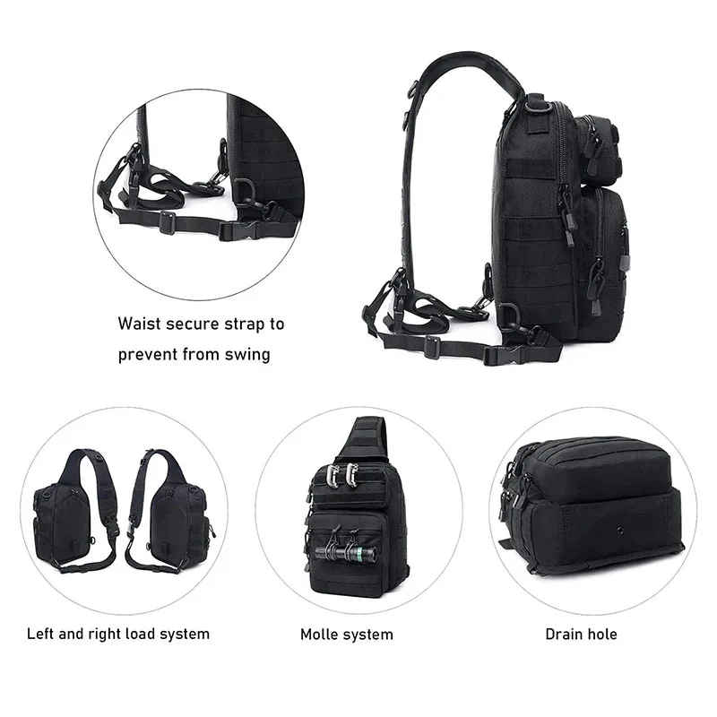 Tactical Outdoor Messenger Bag Mens Solid Color Wear-resistant Hiking Travel Backpack Male Multifunctional Tactical Chest Bag