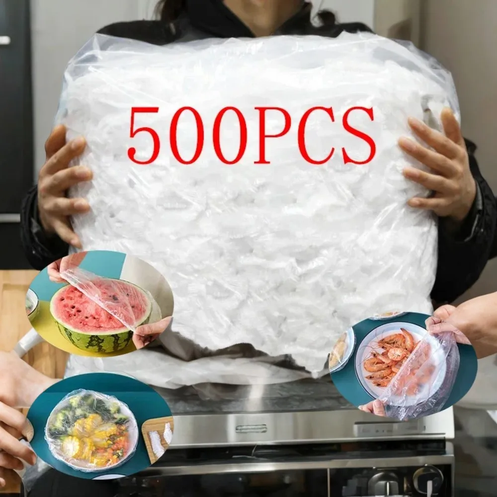 Fresh and Elastic 50/100/200/300/500pcs Disposable Food Cover Saran Wrap for Fruit and Vegetables - Food Grade and Perfect for K