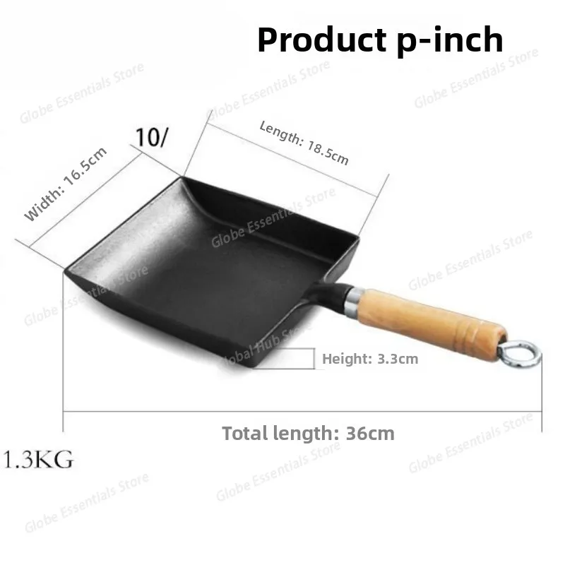 Thickened Cast Iron Flat Bottom Pan Simple Non-Stick Egg Fry Pan Square Egg Omelette Pot No Coating Japanese Style Egg Roll