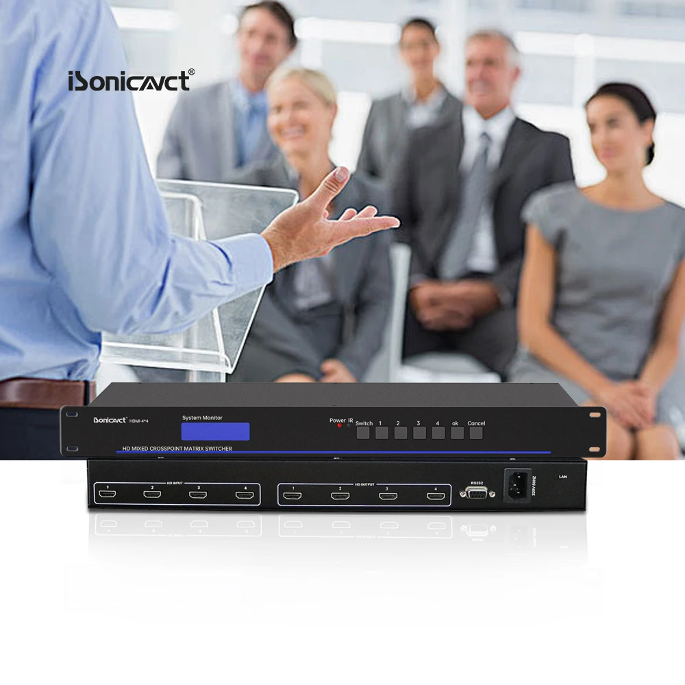 4*4 High Definition Multimedia Interface Network IP Central Video Conferencing Monitoring Switcher Matrix Controller