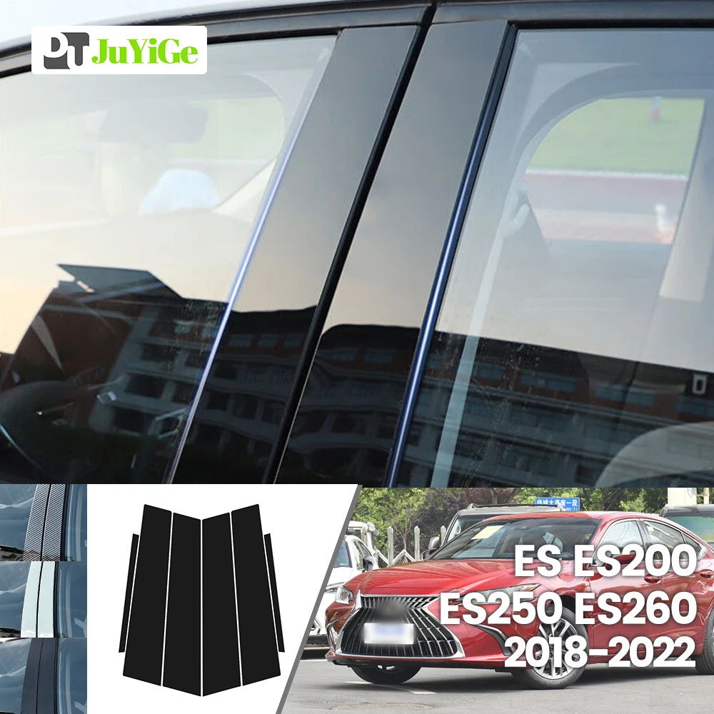 

For Lexus ES ES200 ES250 ES260 2018-2022 2019 2020 Bright Black Carbon Fibre Window Door B C Sticker