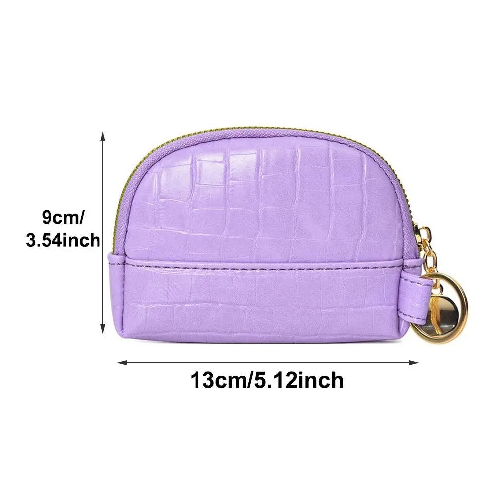 Shell Small Wallet PU Leather Coin Purse Simple Card Holder Korean Solid Color Zipper Key Case Mini Handbag