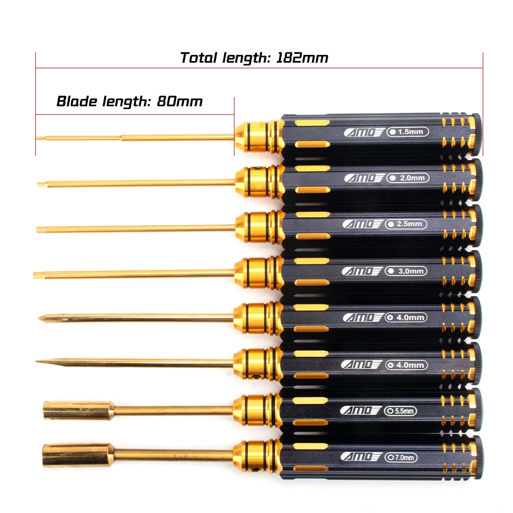 RC Car Repair Titanium-plated Screwdriver Tools Allen Screwdriver 1.5 2.0 2.5 3.0 Slotted Phillips Sleeve M3 M4 7.0 5.5