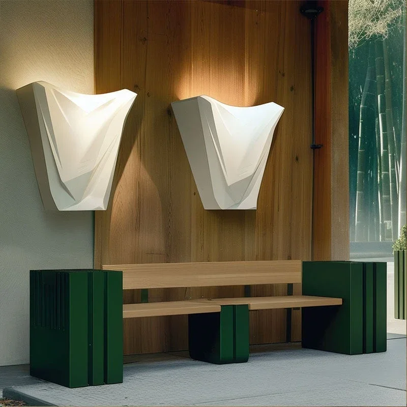 Indoor long flower box bench, light luxury wrought iron green plant flower pool, coffee shop partition landscape