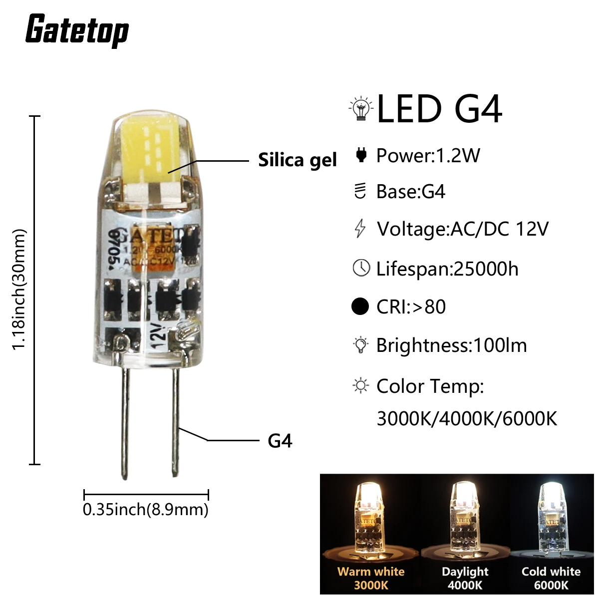 Snew product LED silica gel Mini G4 AC/DC12V COB warm white light without stroboscopic replacement of 20W halogen lamp